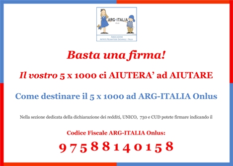 5x1000 ad ARG-ITALIA Onlus